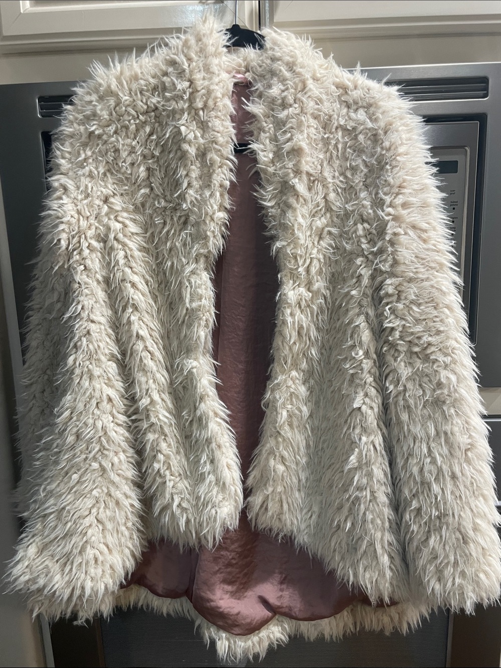 Free People Cream Faux Fur Teddy Jacket